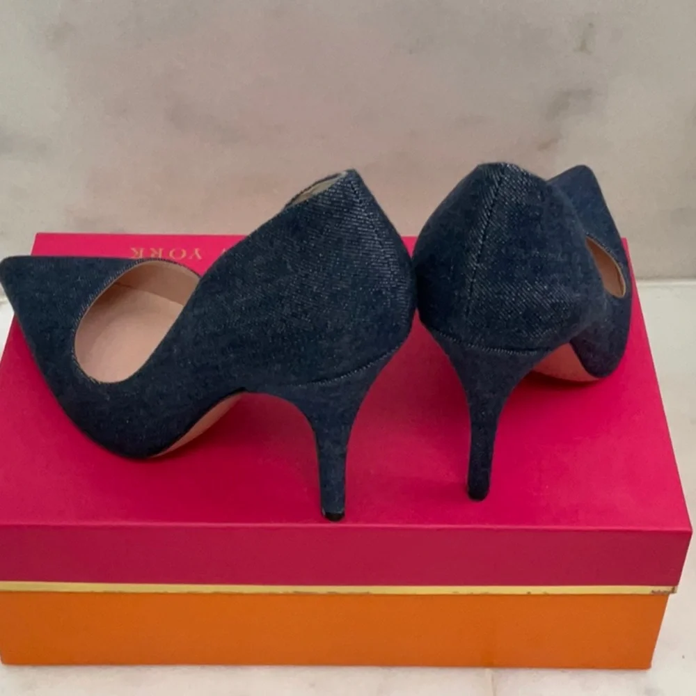 kate spade Navy Denim Pointed Toe Pumps 8 1/2 worn once box